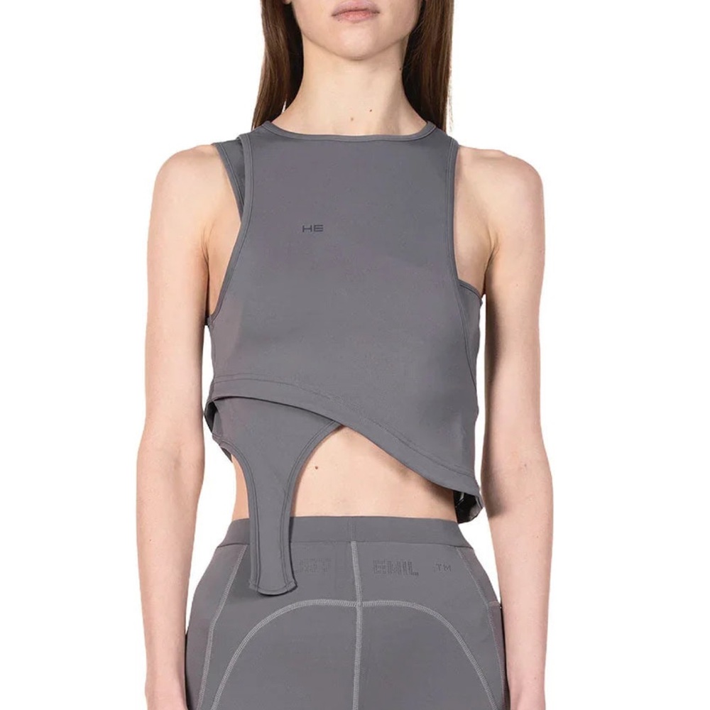 Heliot Emil Gray Asymmetric Crop Top